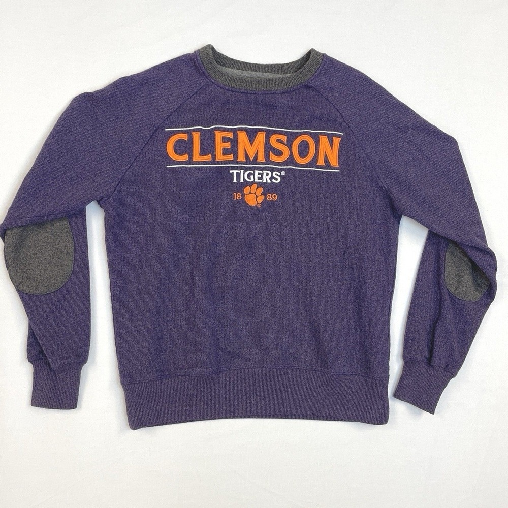 Womens Clemson Tigers Purple‎ Pullover Sweater XS Long Sleeve Embroidered